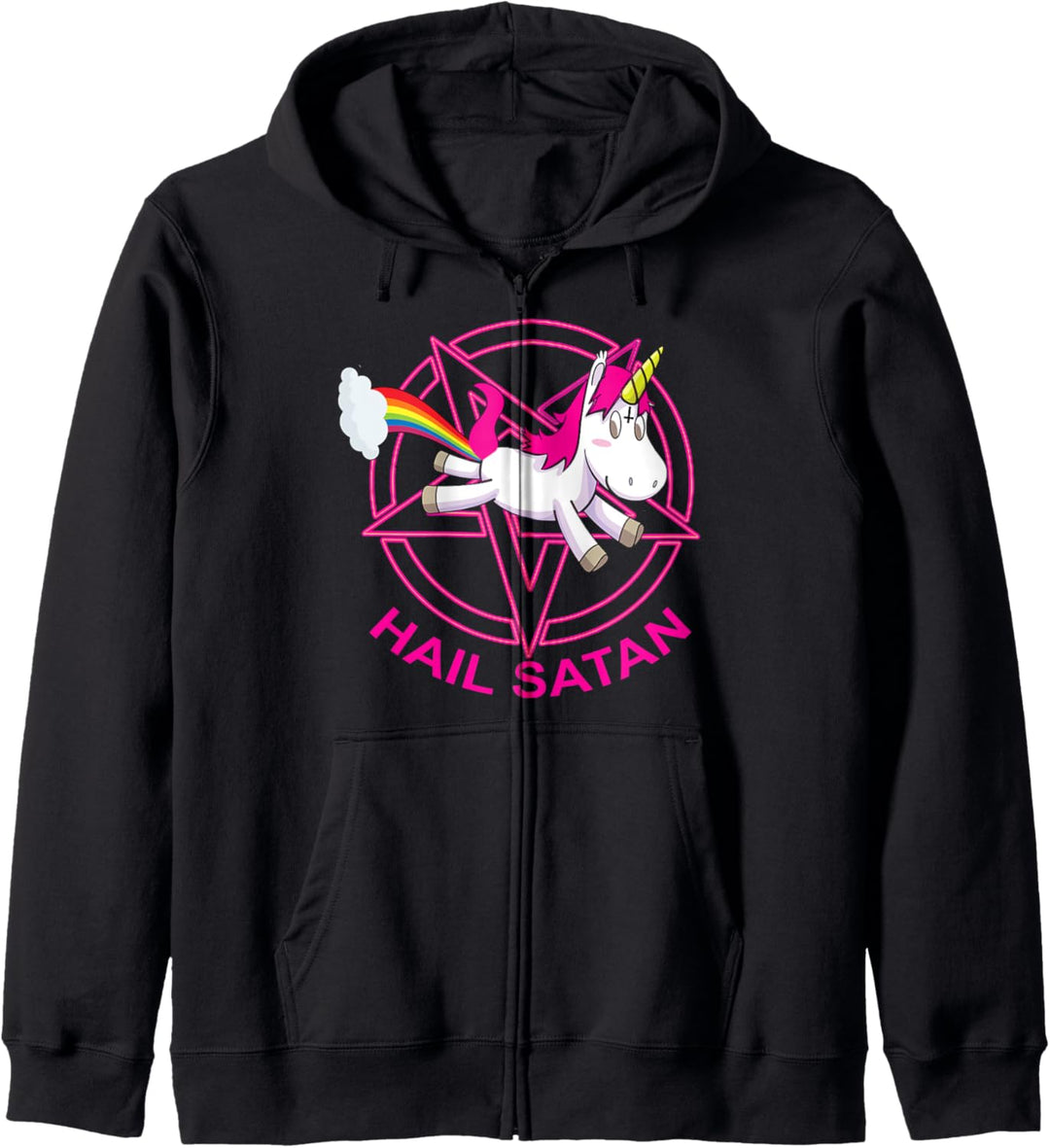 Hail Satan Unicorn mit Regenbogen - Death Metal Unicorn Kapuzenjacke