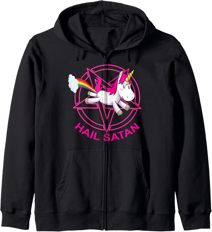 Hail Satan Unicorn mit Regenbogen - Death Metal Unicorn Kapuzenjacke