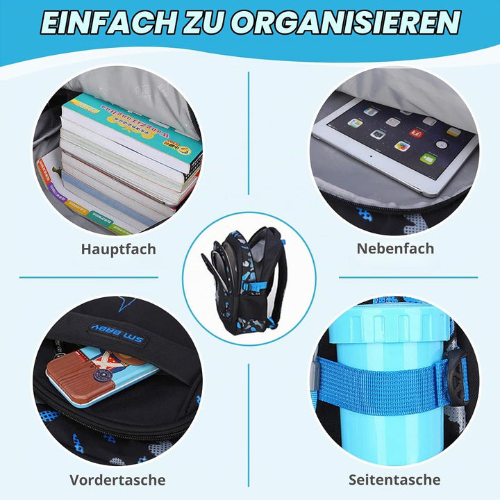 Amythe Kinderrucksack Schulrucksack Jungen Teenager, Lässiger Daypack Schule Leichter aus Nylon, 15-