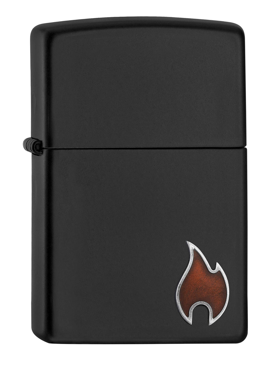 Zippo 2007118 – Sturmfeuerzeug, Little Flame, Mini Emblem Attached, Black Matte, nachfüllbar, in hoc
