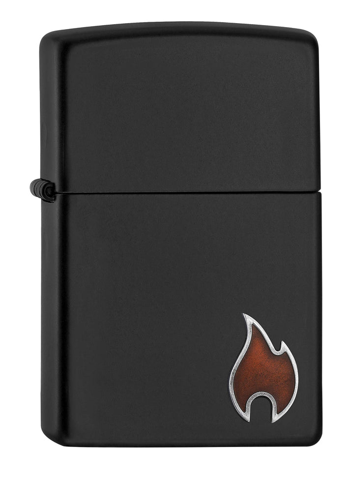 Zippo 2007118 – Sturmfeuerzeug, Little Flame, Mini Emblem Attached, Black Matte, nachfüllbar, in hoc