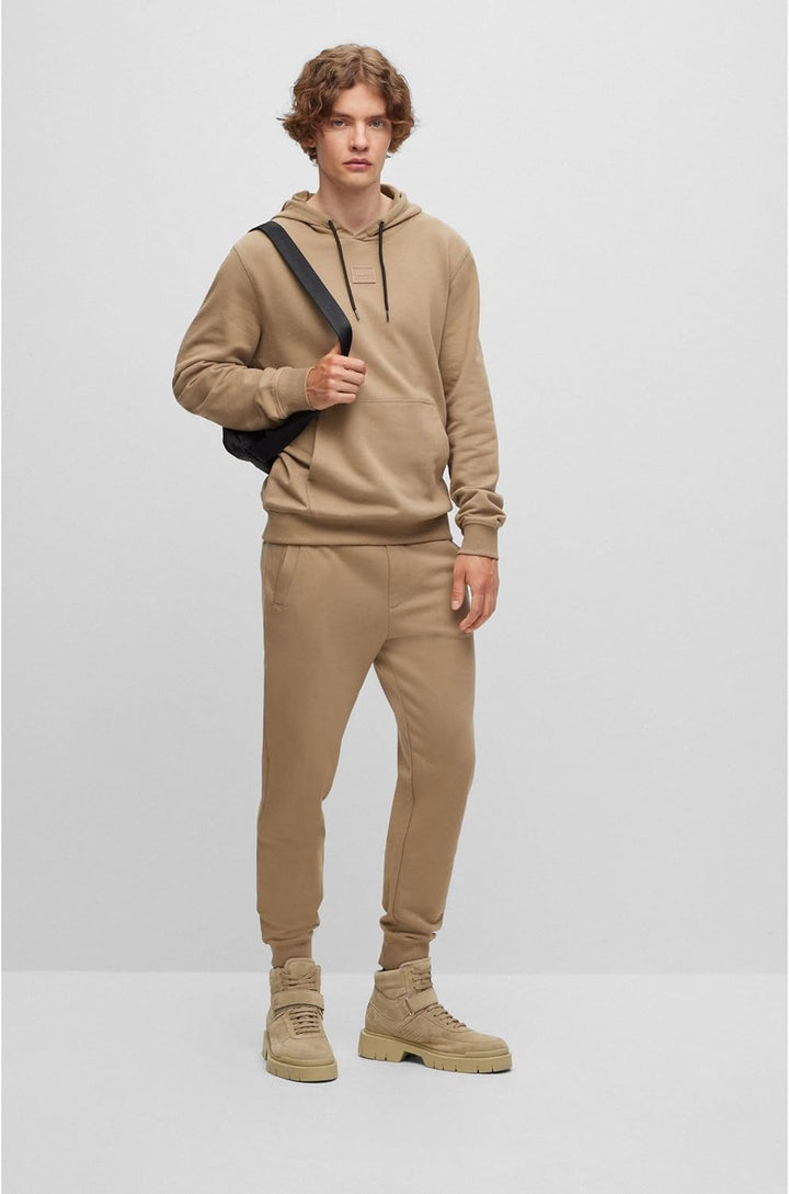 HUGO Herren Daratschi C Hoodie aus Baumwoll-Terry mit tonalem Logo-Aufnäher M Open Brown242, M Open