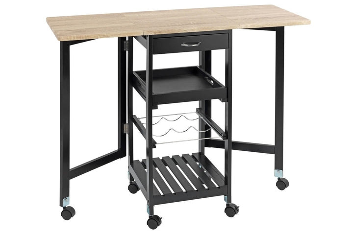 Maximex Küchenwagen mit Rollen 97x77x37cm, rollbarer Servierwagen mit ausklappbaren Seitenteilen & h