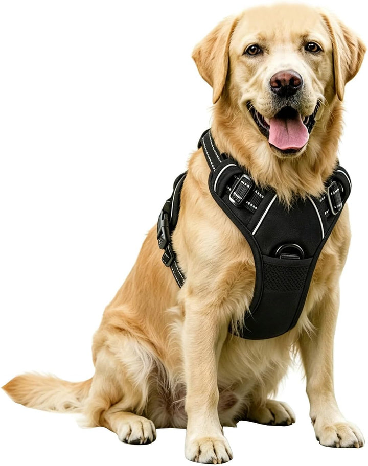 Hundegeschirr Verstellbar Reflektierend 49-98cm Brust | Doppelzugpunkte Vorne &amp; Hinten, Polyester Ne