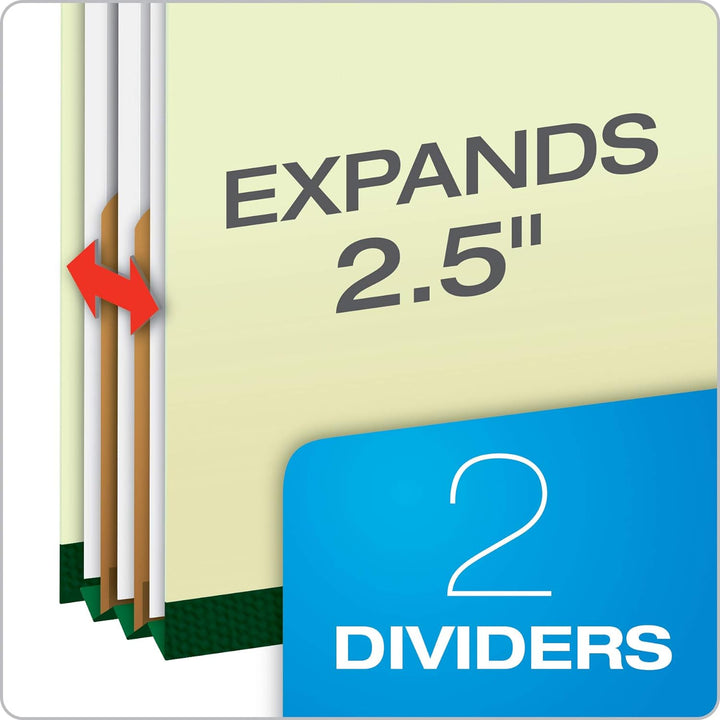 Pendaflex Classification Folders – 2 Dividers, Light Green, Letter, 10/BX (17173) Corona Green, Coro