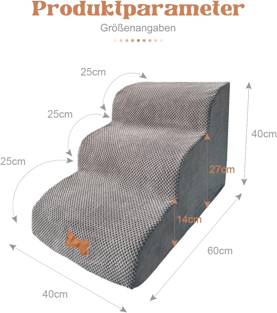 Bounabay® 3 Stufen Haustiertreppe, hundetreppe Bett für kleine Hunde, hunderampe Sofa boxspringbett,