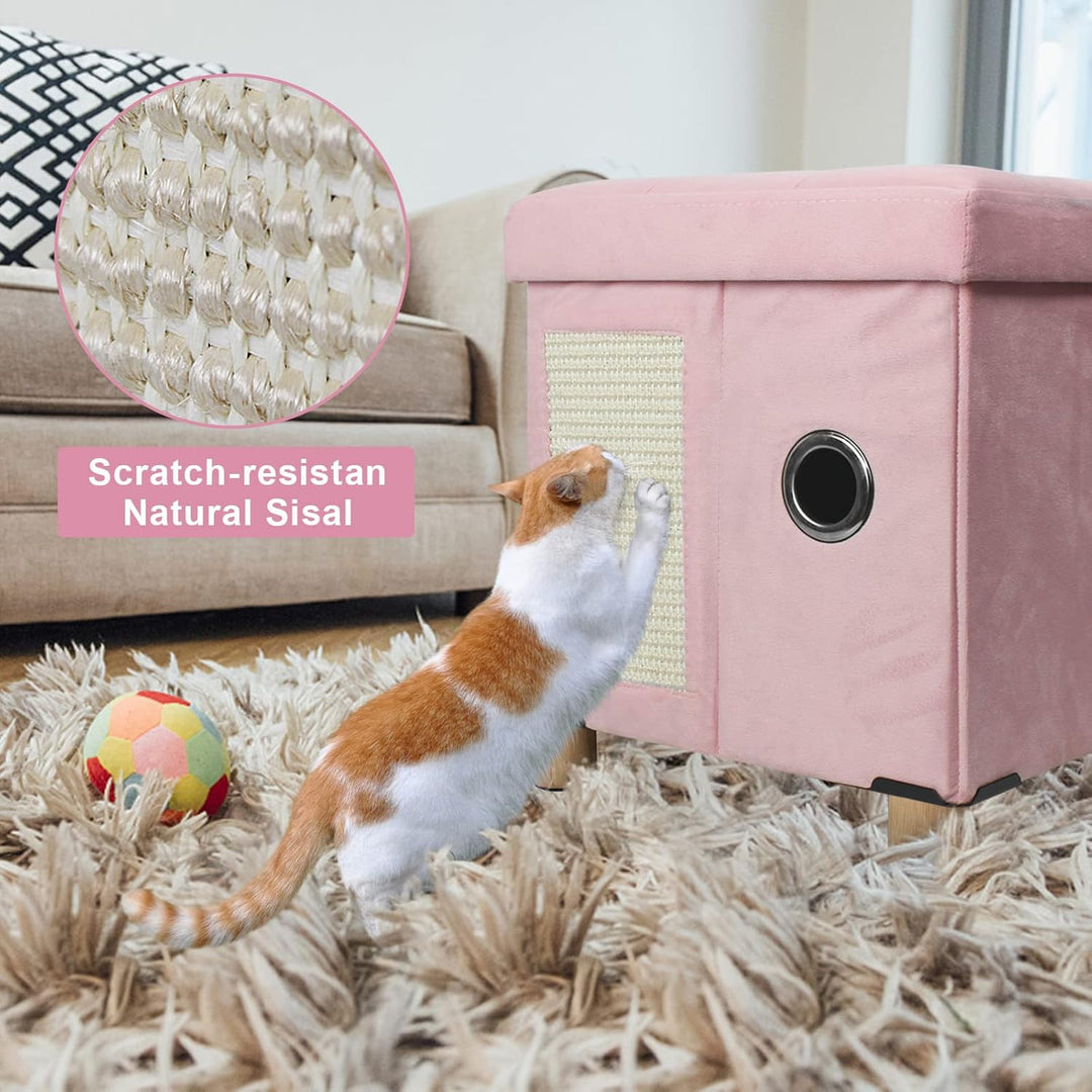BRIAN & DANY Faltbare Katzenhöhle Grosse Katzen, Katzenhaus mit Kratzbrett und Spielball, Katzen Höh