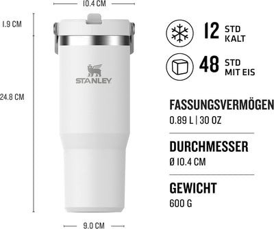 Stanley IceFlow Flip Straw Trinkflasche mit Strohhalm 0.89L - Thermosflasche Hält 12+ Stunden Kalt -