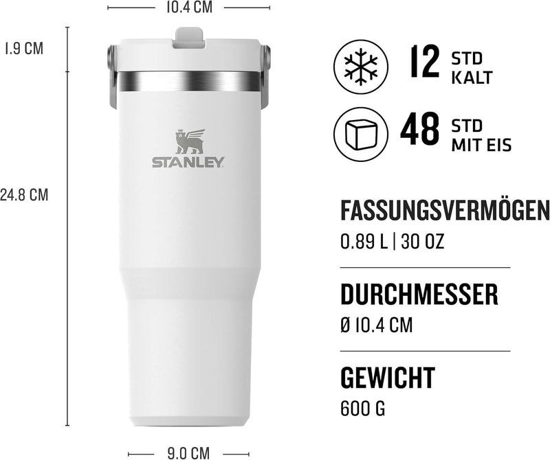 Stanley IceFlow Flip Straw Trinkflasche mit Strohhalm 0.89L - Thermosflasche Hält 12+ Stunden Kalt -