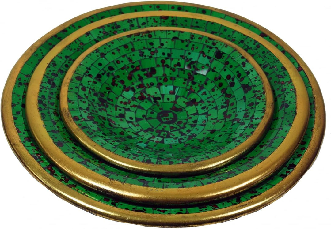 GURU SHOP Runde Mosaikschale, Untersetzer, Dekoschale, Handgearbeitete Keramik &amp; Glas Obst Schale -
