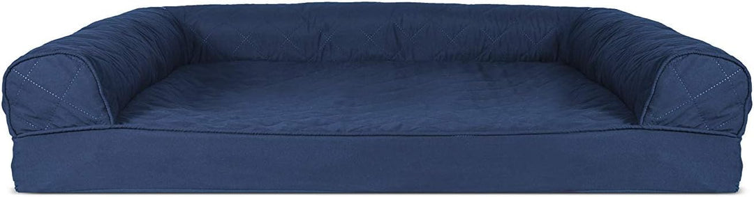 Furhaven Large Orthopedic Dog Bed Quilted Sofa-Style w/Removable Washable Cover - Navy, Large Navy L
