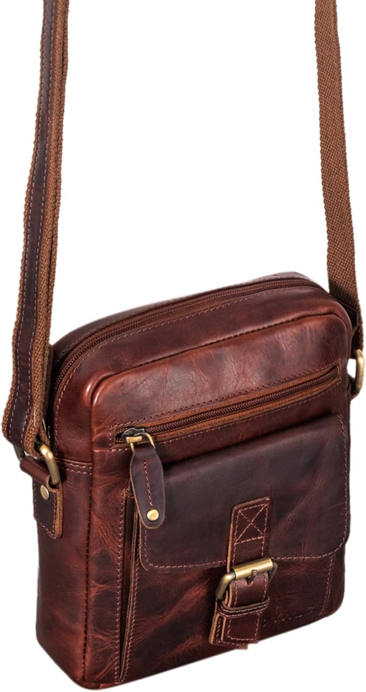 ROYALZ 'Knoxville' kleine Ledertasche Herren Vintage Männer Umhängetasche Mini Messenger Bag Schulte
