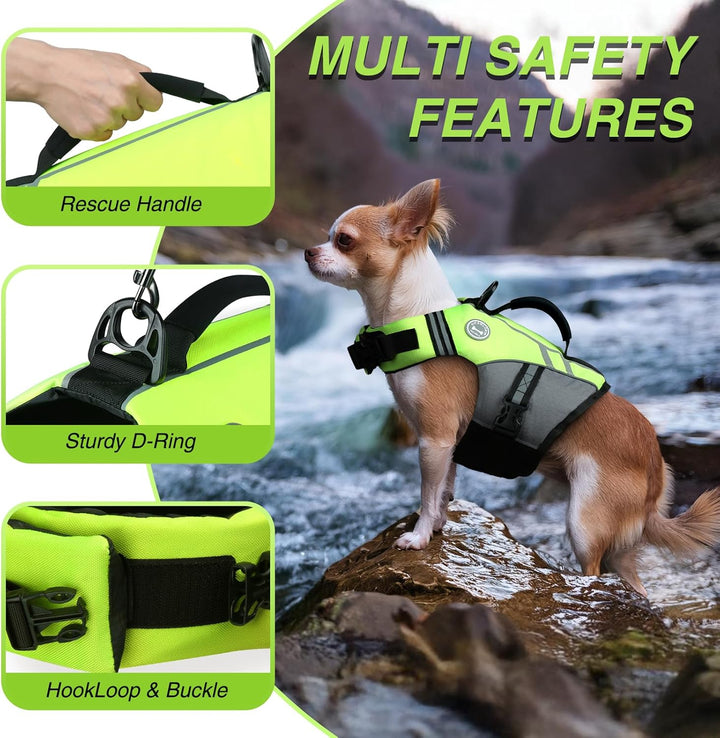 VIVAGLORY Sports Style Schwimmweste Hund, Hundeschwimmweste für Bootfahren, Auftrieb & Schwimmhilfe,