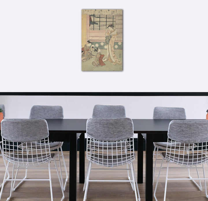 Printed Paintings Leinwand (80x120cm): Suzuki Harunobu - Offenes Fenster in Richtung Meer 80x120 cm,