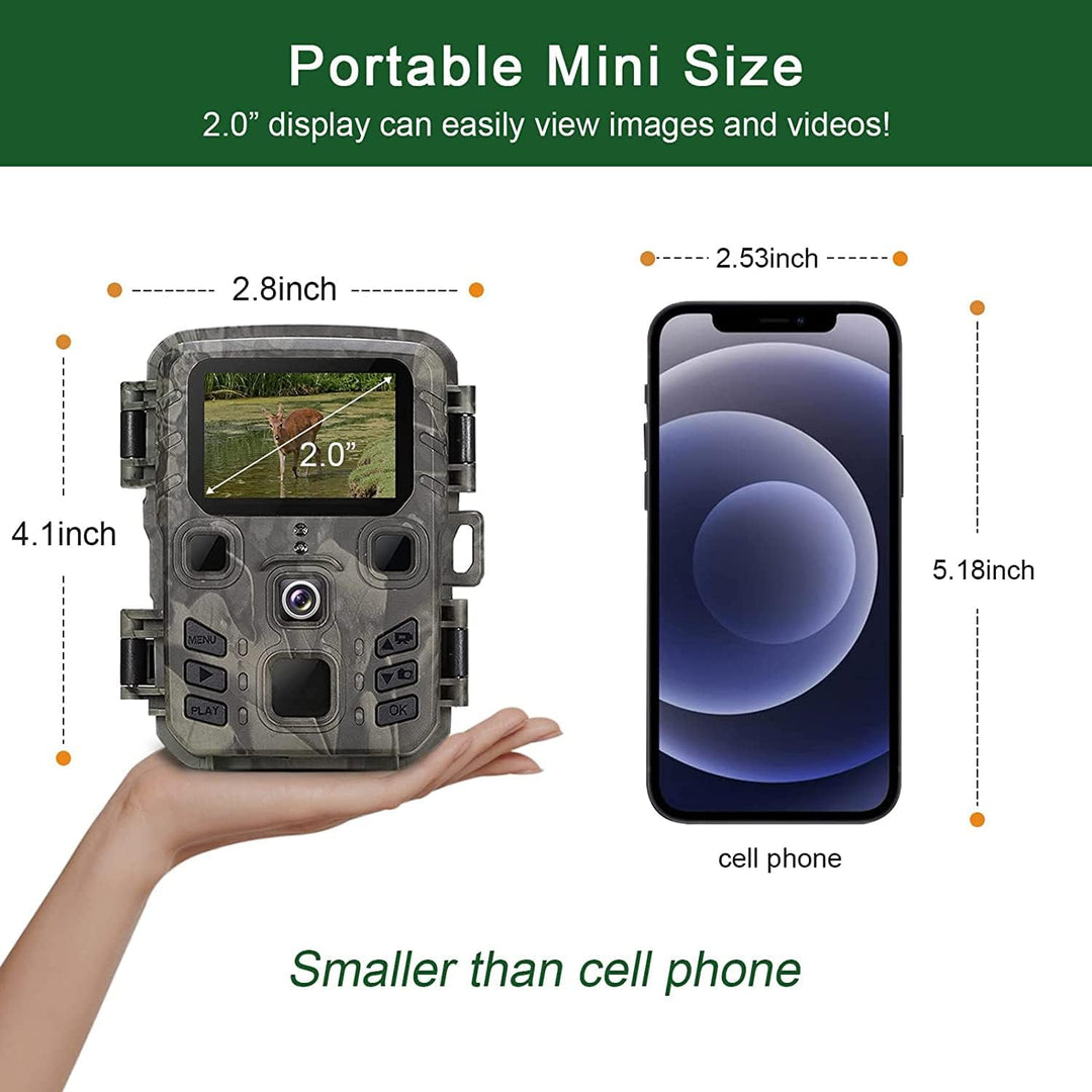 Mini Wildkamera 20MP 1080P HD Wildtierkamera 850nm IR LEDs Wildkamera mit Nachtsicht Bewegungsmelder