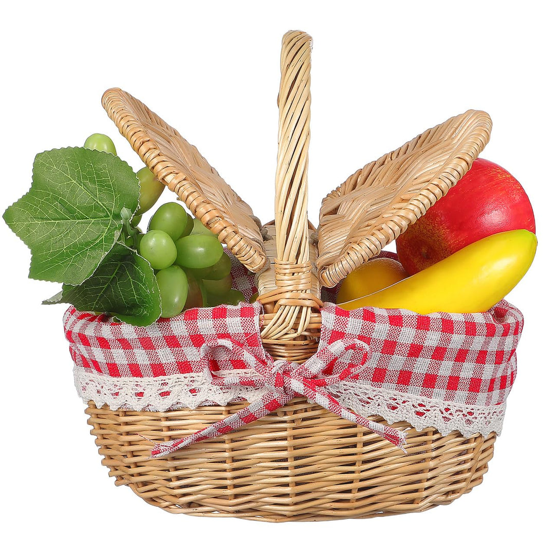 Toddmomy 1 Stück Weidenkorb Für Picknick-Camping Im Freien Natural Weidenkorb mit Deckel und & Liner