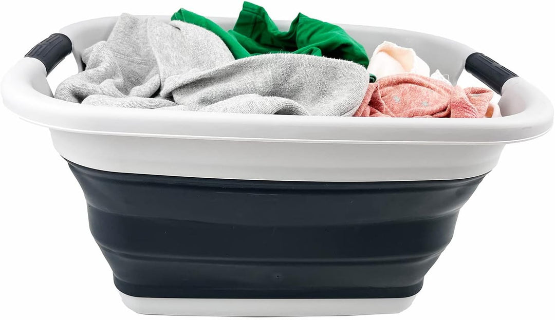 SAMMART 25L Zusammenklappbarer Wäschekorb / -wanne - faltbarer Aufbewahrungsbehälter/Organizer - tra