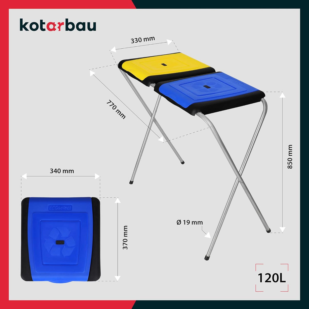 KOTARBAU® Müllsackständer Doppelt Müllbehälter 33 x 77 x 85 cm Blau Gelber Sack Ständer Metall Plast