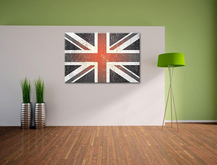 Pixxprint British Union Jack B&W, Grösse: 120x80cm, Leinwandbild, fertig gespannt, Wandbild, Dekorat