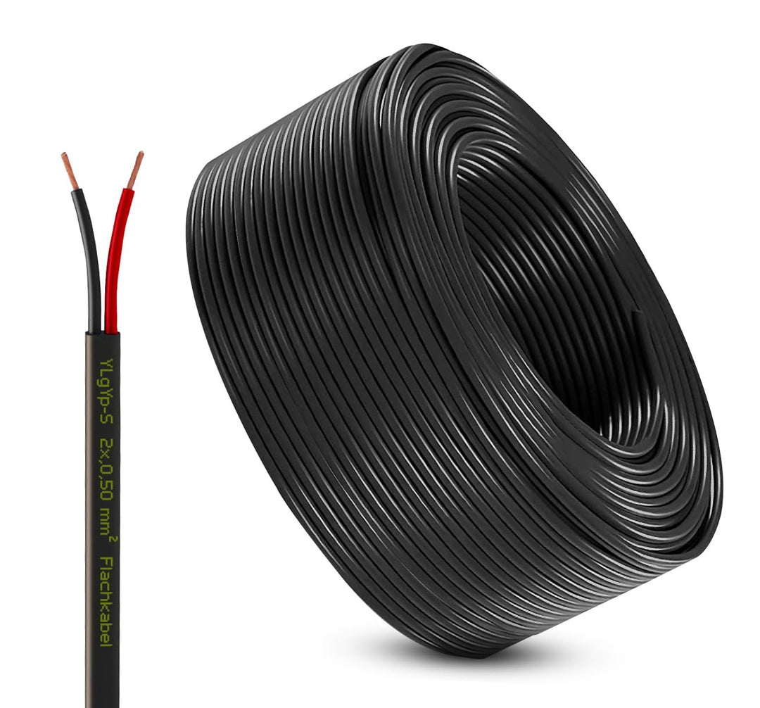 KFZ Kabel 2x0,5–4mm² rot schwarz | Autokabel 12V/24V Stromkabel flach & rund | 2-adrige Fahrzeugleit