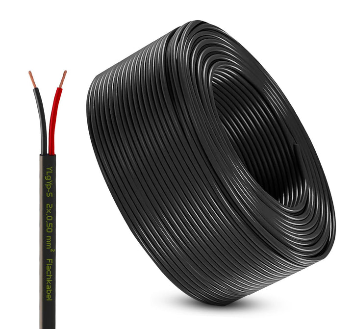 KFZ Kabel 2x0,5–4mm² rot schwarz | Autokabel 12V/24V Stromkabel flach & rund | 2-adrige Fahrzeugleit