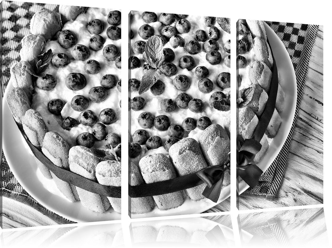 Pixxprint Obsttorte als Leinwandbild/Grösse: 3 Teilig (120x80) cm/Wandbild/Kunstdruck/fertig bespann