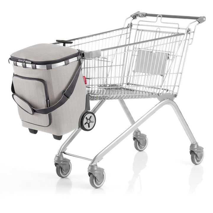 reisenthel carrycruiser Plus in Herringbone Grey – Tragbarer Einkaufstrolley mit Kühlfach, Schulterg