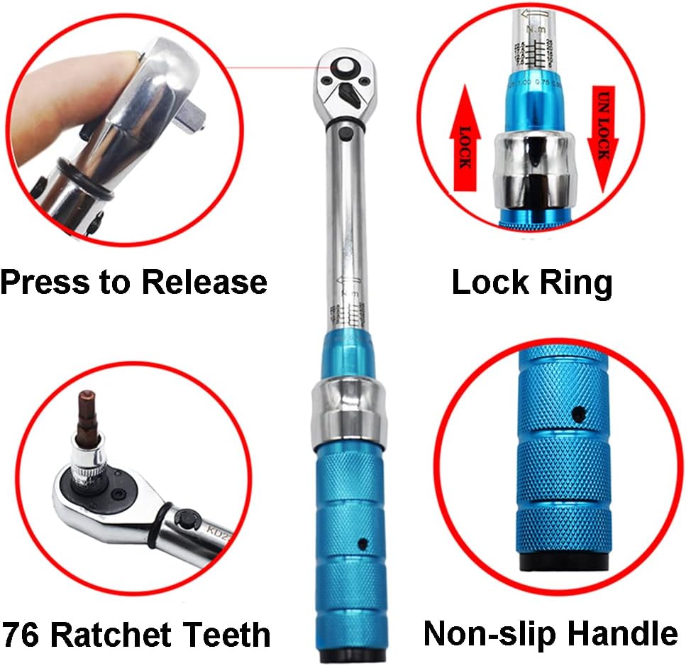 ThreeH 1/2 Zoll Antrieb Drehmomentschlüssel 5-60 Nm/3.6-45ft-lb 76 Zahn Dual Direction Adjuatable Dr