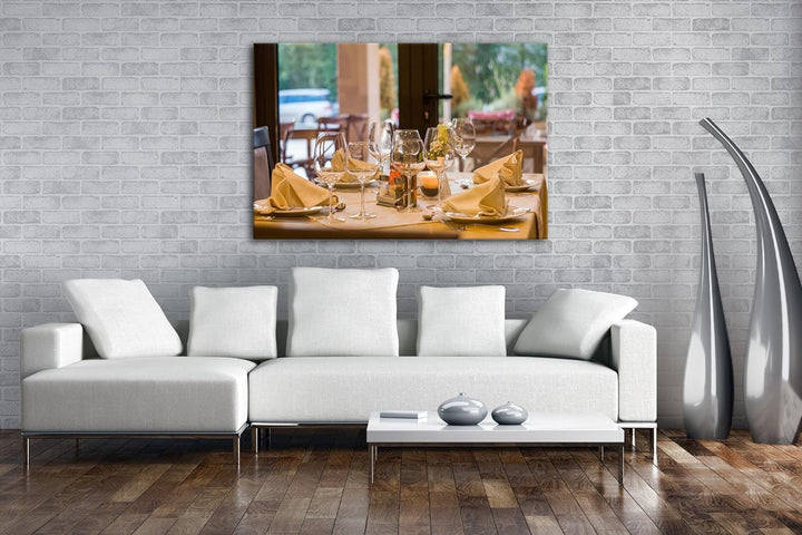 deyoli edles Restaurant im Format: 80x60 als Leinwandbild, Motiv fertig gerahmt auf Echtholzrahmen,