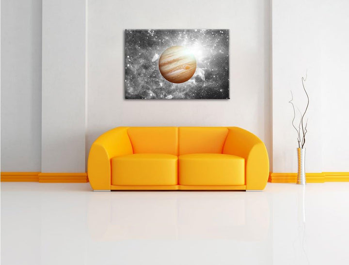 Pixxprint Planet Jupiter im Universum B&W Detail, Format: 100x70 auf Leinwand, 100x70