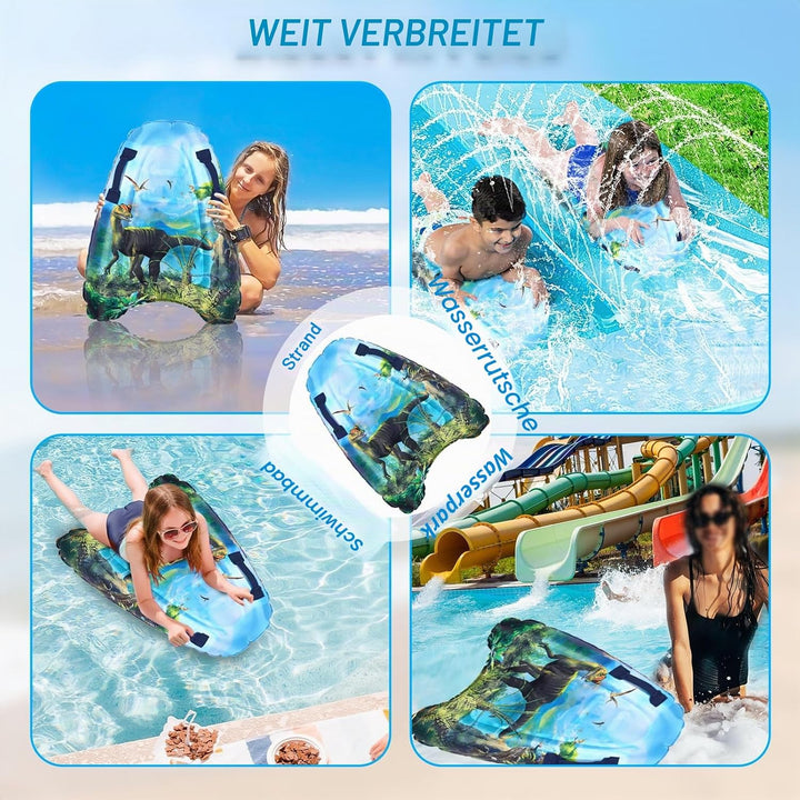 Surfbrett Aufblasbar, Hillylolly Kleine Luftmatratze Kinder mit Griffen, Schwimmbrett Aufblasbar Kin