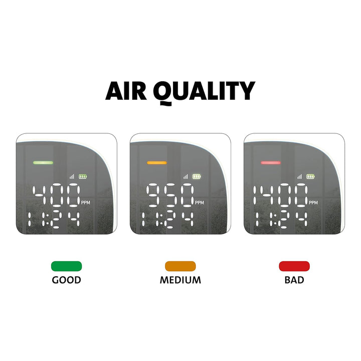 Alecto AQ30 CO2-Messgerät mit NDIR-Sensor, Luftqualitätsmonitor mit Ampelanzeige, CO2-, Temperatur-
