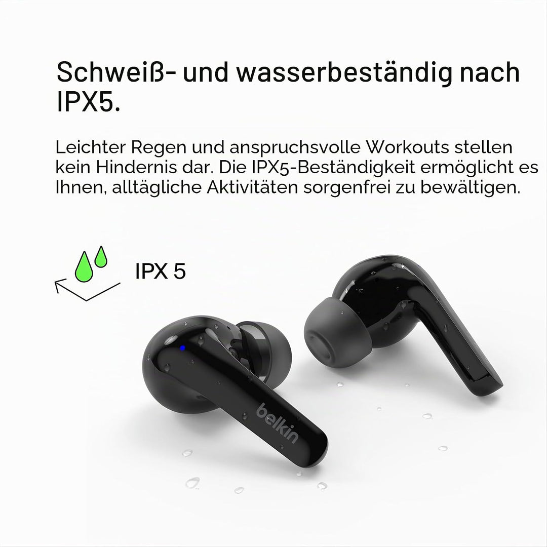 Belkin SoundForm™ Motion True Wireless In-Ear-Kopfhörer, Noise Cancelling, kabelloses Ladecase, 2 Mi