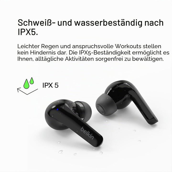 Belkin SoundForm™ Motion True Wireless In-Ear-Kopfhörer, Noise Cancelling, kabelloses Ladecase, 2 Mi