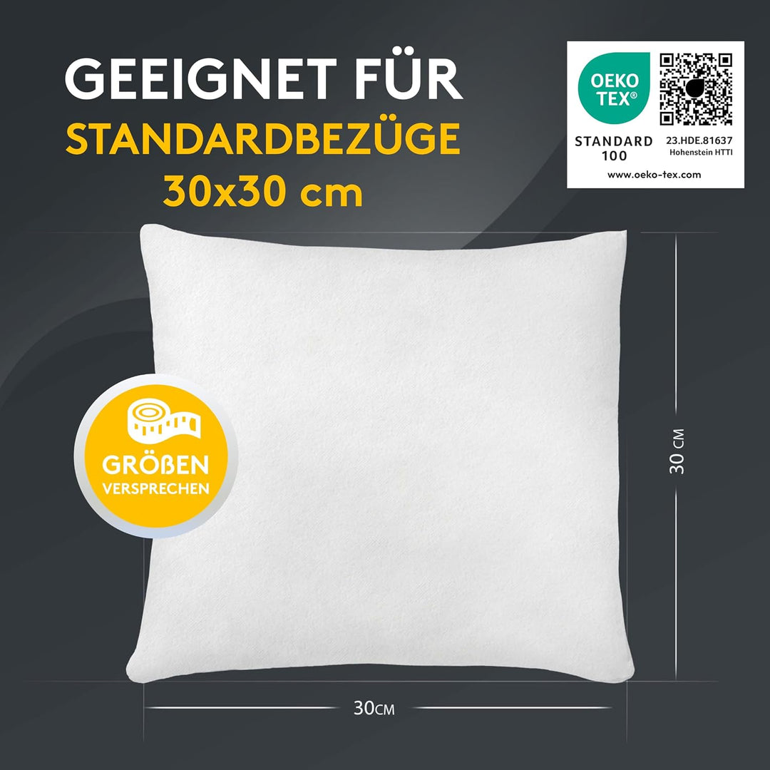 LILENO HOME 4er Set Kissenfüllung 30x30 cm - 40°C waschbares Innenkissen geeignet für Allergiker - P