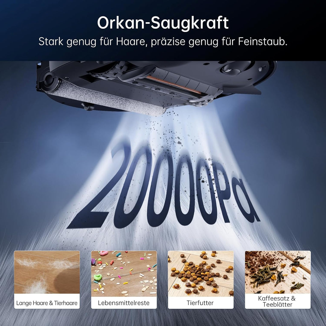 JONR 20000 Pa X9 PRO Roller Wischwalze Saugroboter mit Wischfunktion, Kontinuierlicher Frischwasser-