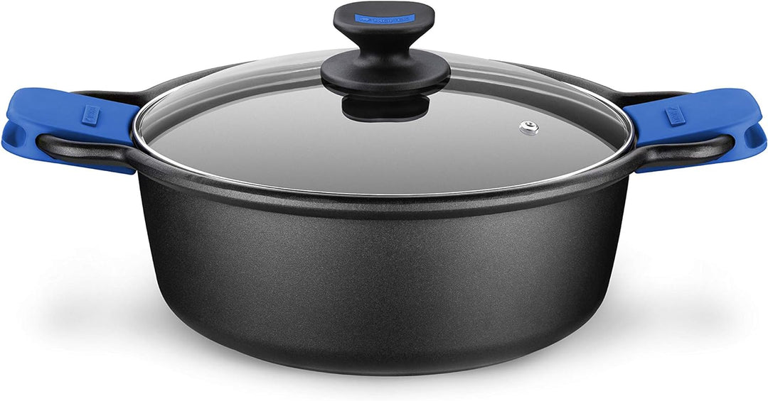 Monix Teigwarentopf, geeignet für alle Herdarten und Induktion, Aluminium, schwarz/blau, 20. cm, 34