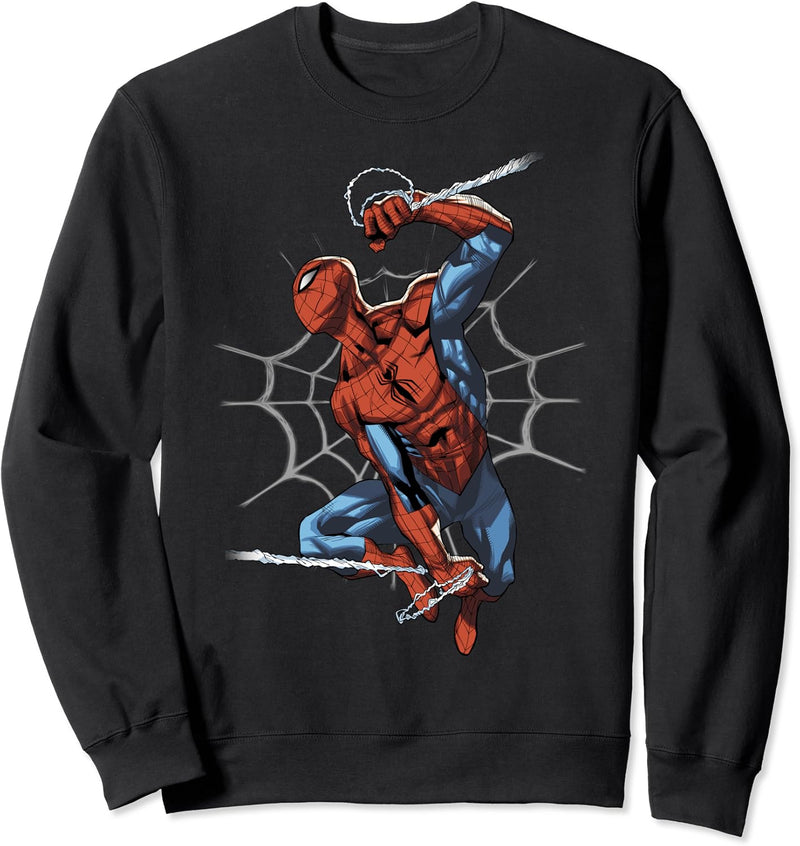 Marvel Spider-Man Modernized Pose Over Huge Web Sweatshirt