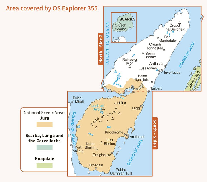 Jura and Scarba (OS Explorer Map, Band 355), Karte