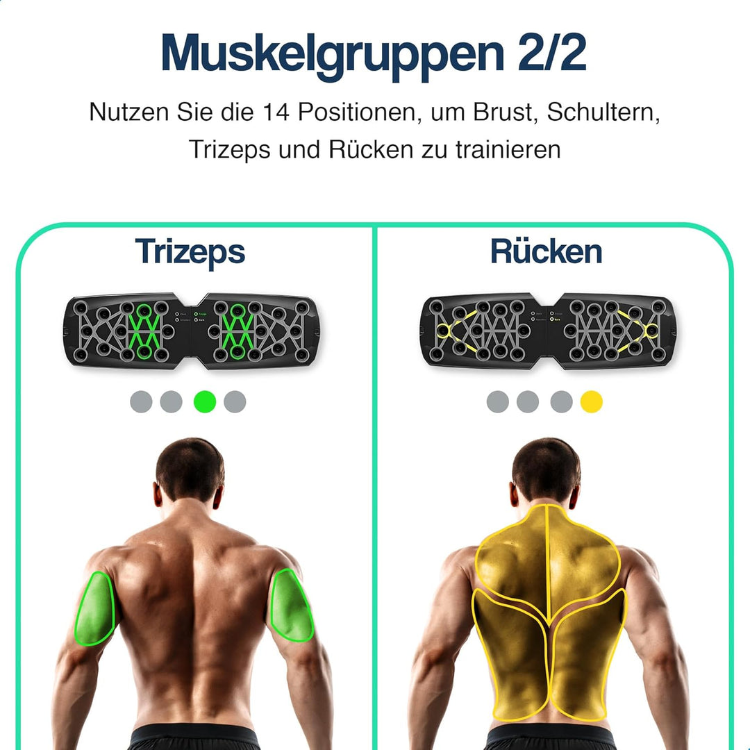 Hulser Liegestütze Brett - 14 in 1 - Faltbares Liegestütz-Brett - Push-up board für Krafttraining -