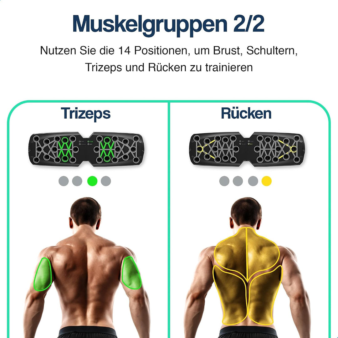 Hulser Liegestütze Brett - 14 in 1 - Faltbares Liegestütz-Brett - Push-up board für Krafttraining -