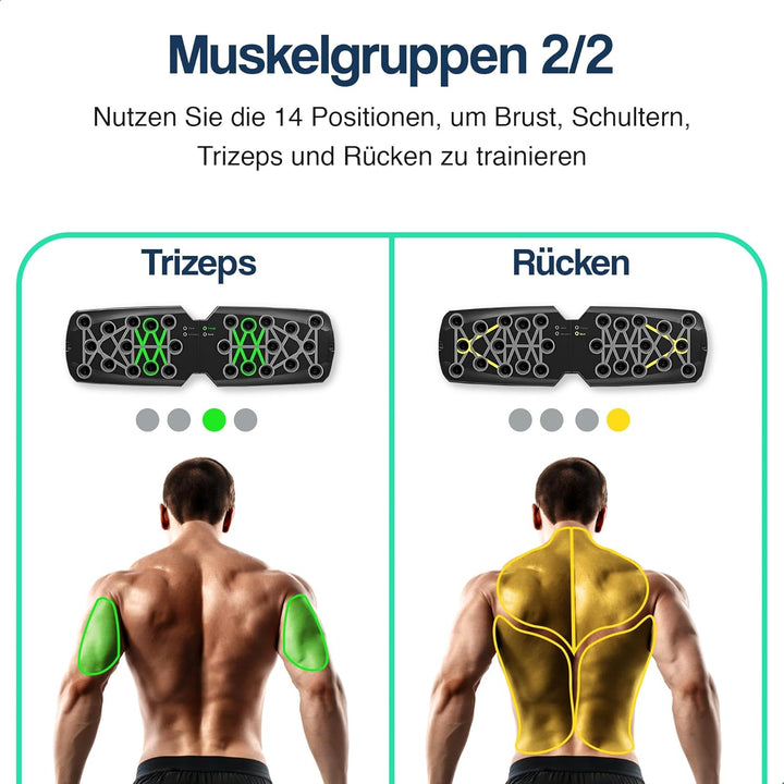 Hulser Liegestütze Brett - 14 in 1 - Faltbares Liegestütz-Brett - Push-up board für Krafttraining -
