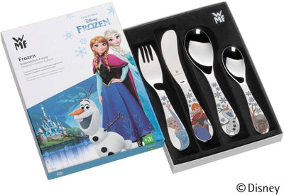 WMF Disney Frozen Kinderbesteck Set 4-teilig, Kinderbesteck Edelstahl, Eiskönigin Elsa & Anna, Beste