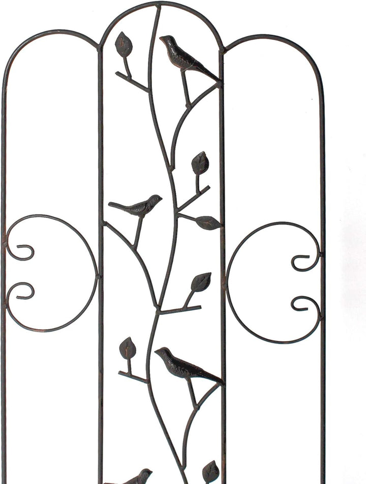 DanDiBo Rankhilfe Metall mit Vögel Blumengitter 110 cm Freistehend Rankgitter 1858 Steckzaun Kletter