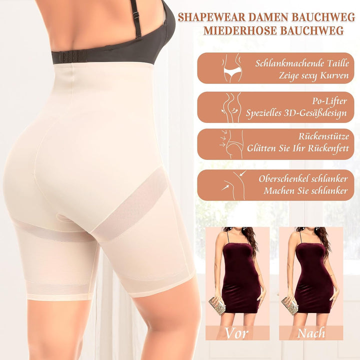 Bauchweg Unterhose Damen Shapewear Miederhose Hohe Taille Unterwäsche Figurenformend Bauchkontrolle