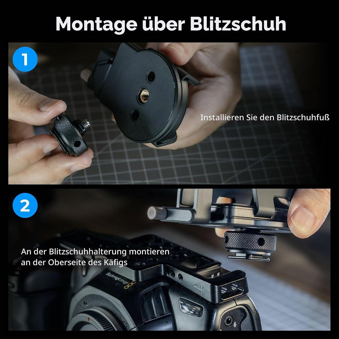 SMALLRIG Universal SSD Halterung mit Kabelklemme für Blitzschuh, 40–60 mm Klemmbreite, SSD-Halterung
