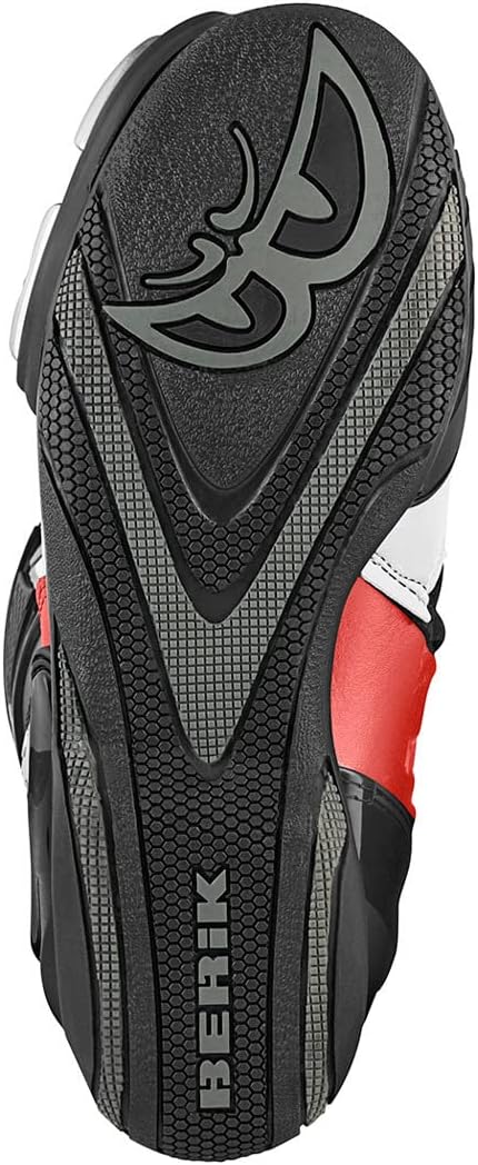 Berik Donington Motorradstiefel, schwarz/weiss/rot, 48 | Atmungsaktiv Schwarz Weiss Rot 48 EU, Schwa