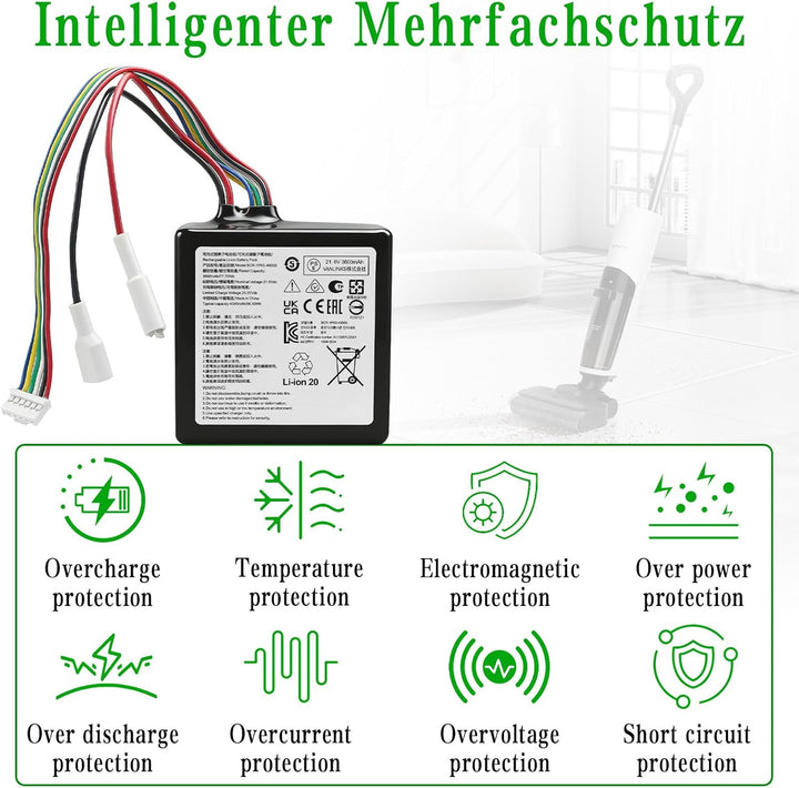 Akku 3600mAh Ersatzakku BRR-1P6S-4000S für Roborock Dyad Pro Combo A10 Plus Staubsauger, Kompatibel