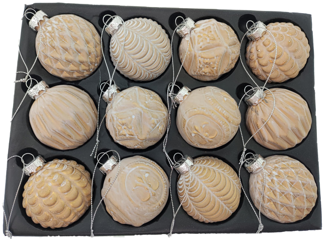 12er Set edle Luxus Glas Weihnachtskugeln Ø 6cm Weihnachtsbaum Kugeln Christbaumkugeln Weihnachts-De