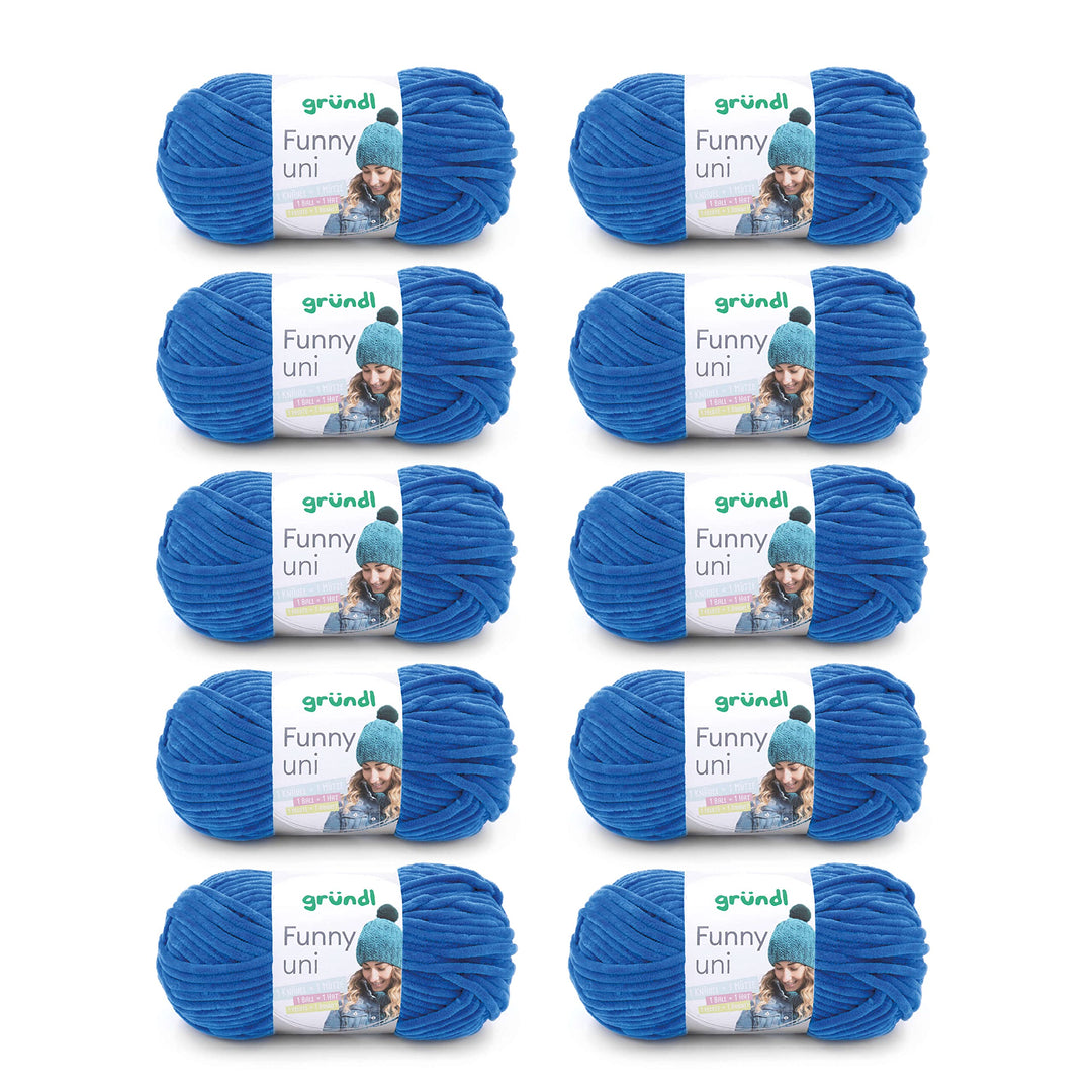 Gründl Funny uni Strick- &amp; Häkelgarn (samtartiges Chenille-Garn aus 100 % Polyester, 10 x 100 g / 12